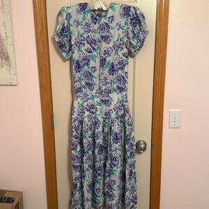 Vintage Maggy London 100% Silk Drop waist Dress